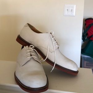 Johnston & Murphy sheepskin white bucks